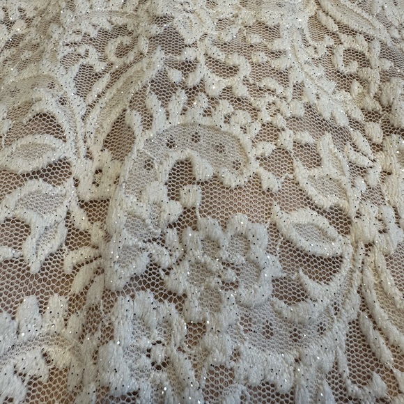 White Sparkly Lace Corset Wedding Dress with Sweetheart Neckline & Lace Up Back - Picture 12 of 14